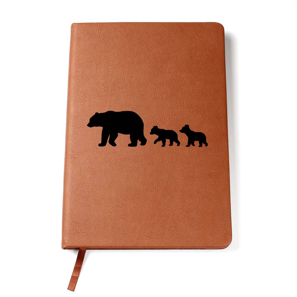 Mama Bear With 2 Cubs - Vegan Leather Journal