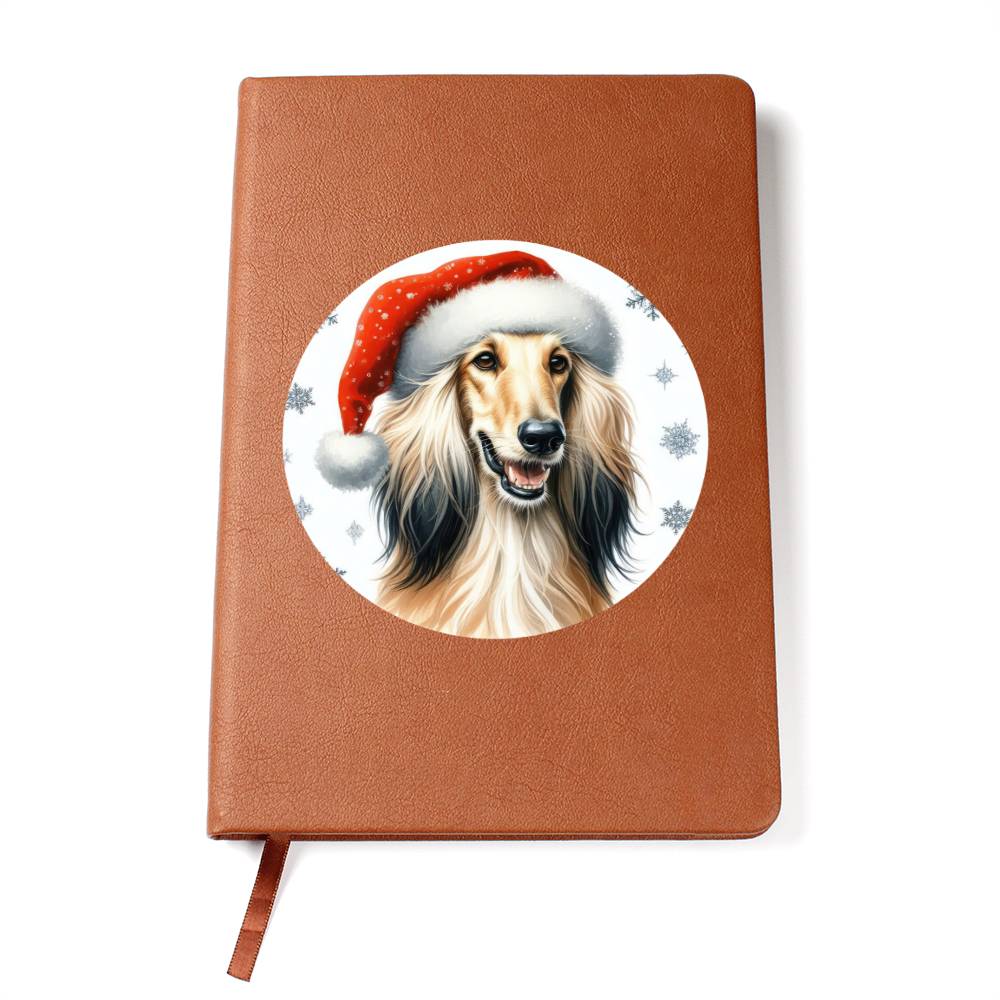 Christmas Dog - Afghan Hound - Vegan Leather Journal