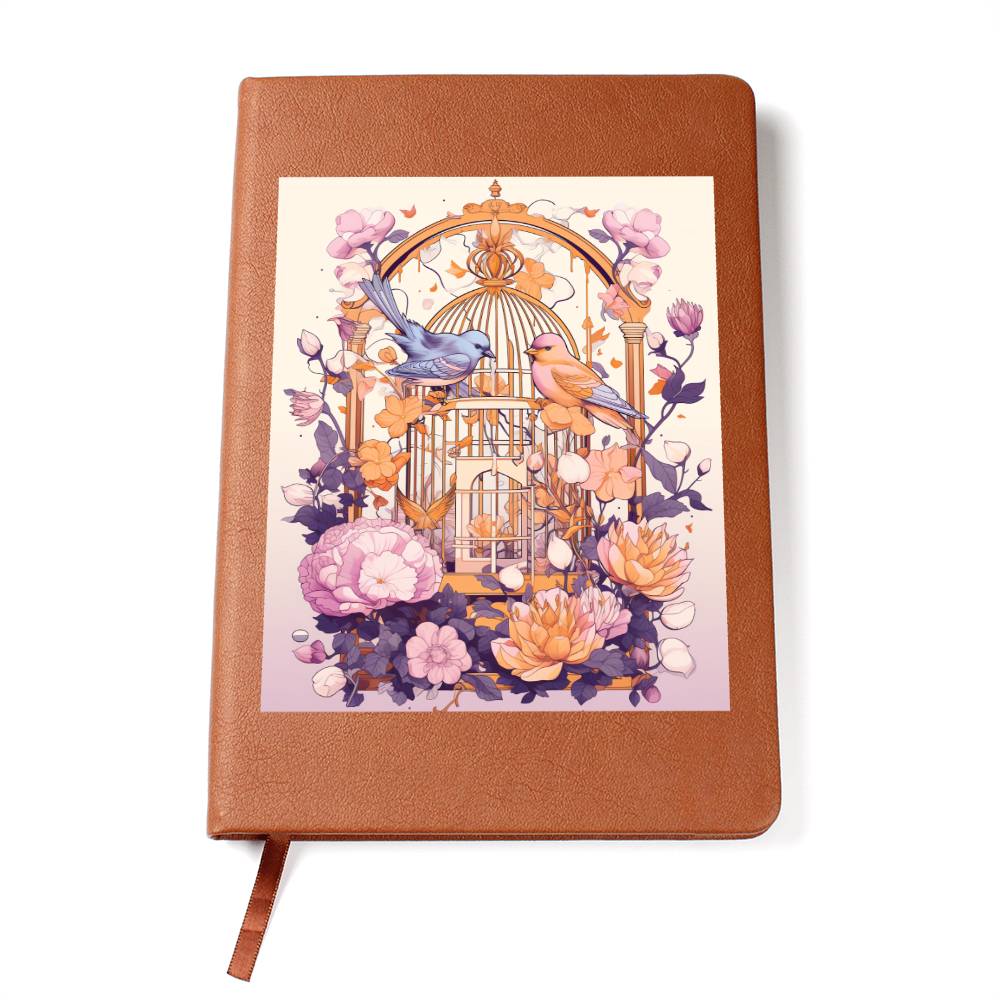 Birds And Floral Design 111 - Vegan Leather Journal