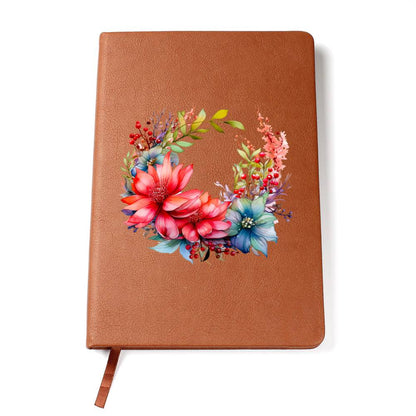 Floral Flower Wreath 022 - Vegan Leather Journal