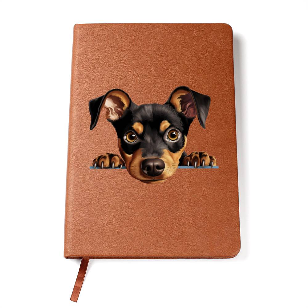 German Pinscher Peeking - Vegan Leather Journal