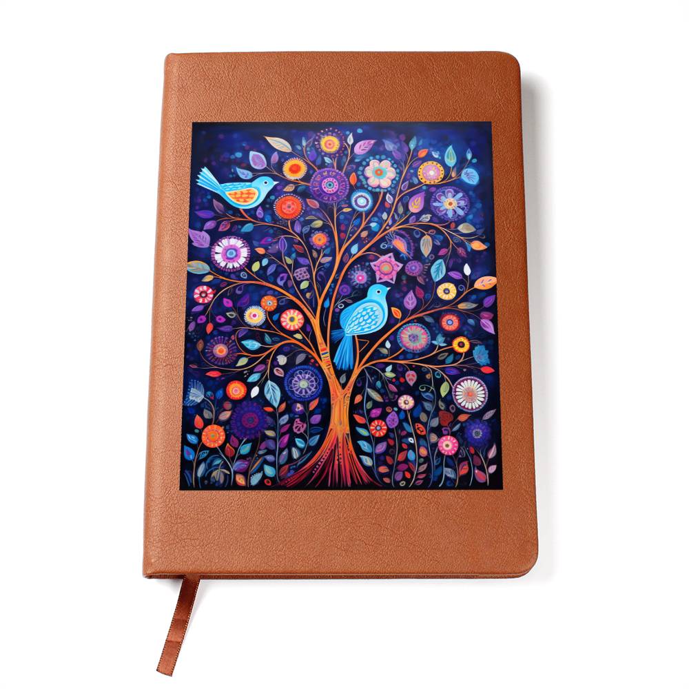 Birds And Floral Design 101 - Vegan Leather Journal