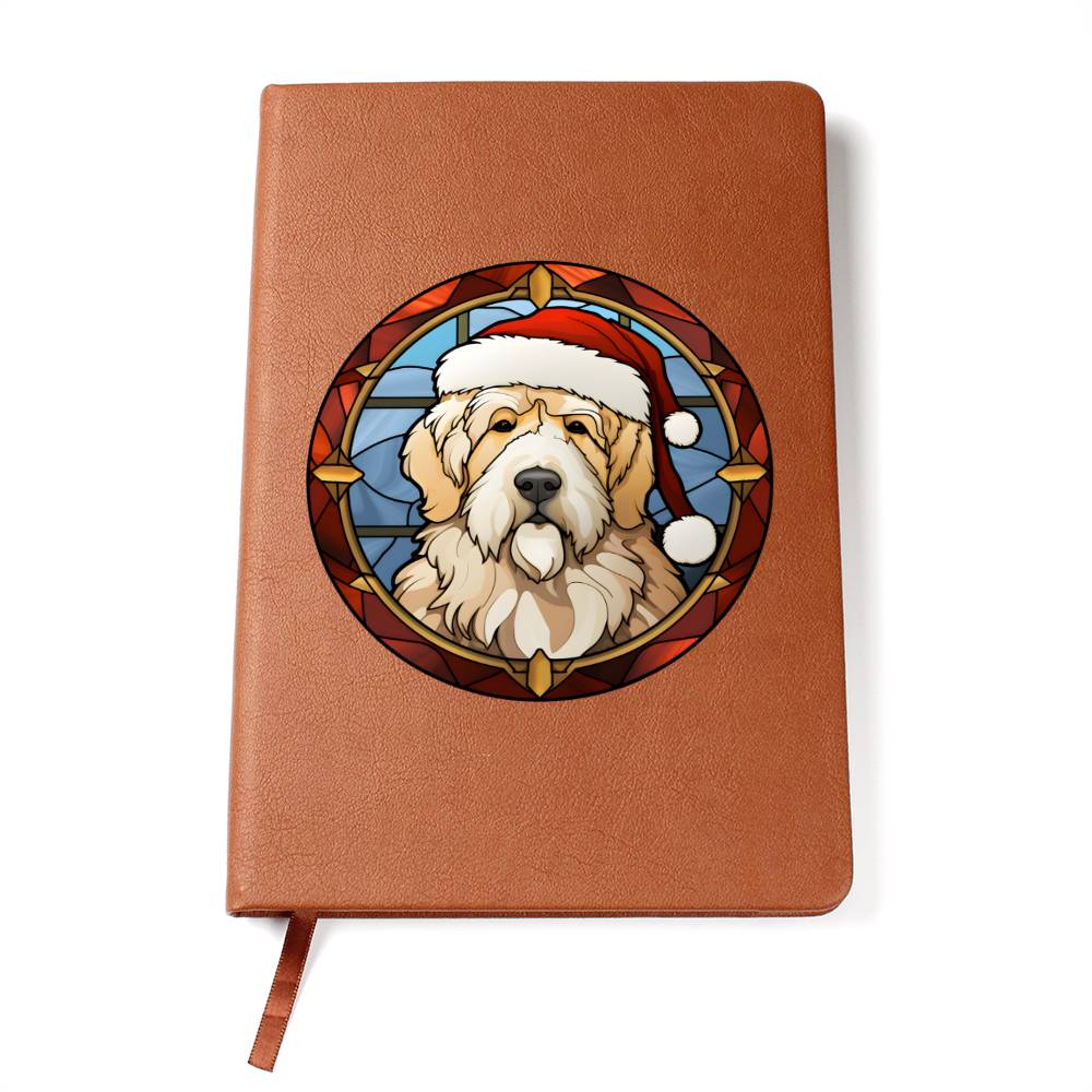 Dog Stained Glass Christmas Design 025 - Vegan Leather Journal
