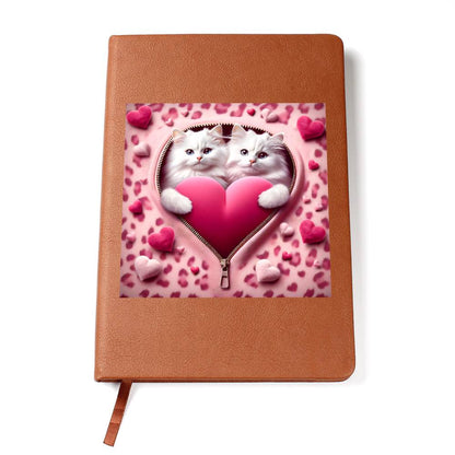 Valentine's Day Cat And Zipper 011 - Vegan Leather Journal
