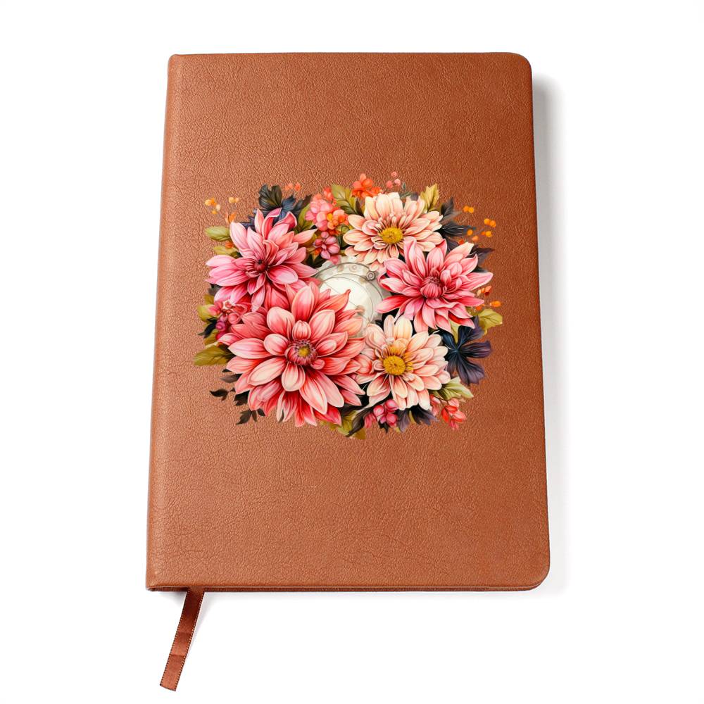 Floral Flower Wreath 142 - Vegan Leather Journal