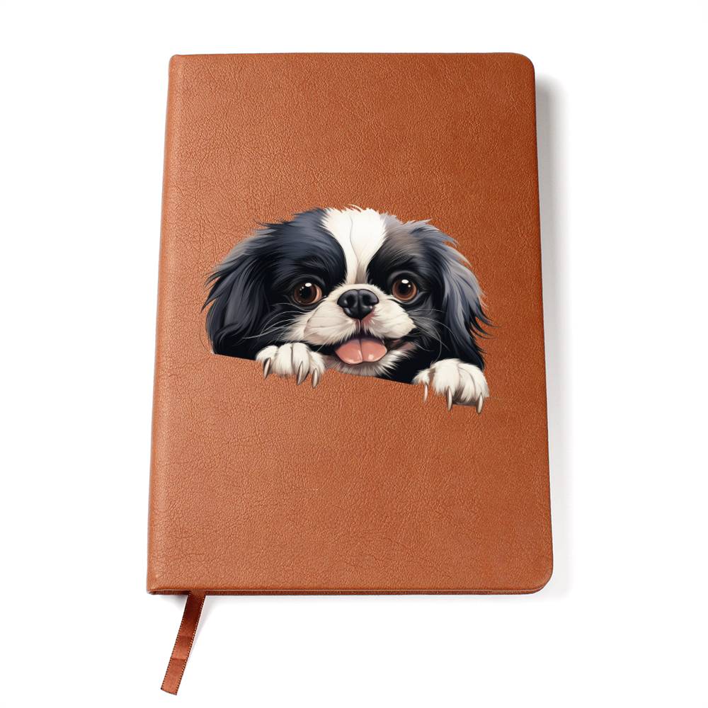 Japanese Chin Peeking - Vegan Leather Journal