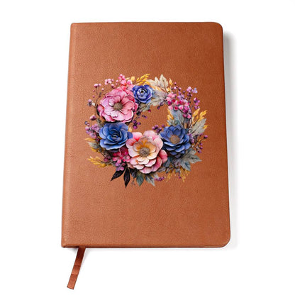 Floral Flower Wreath 029 - Vegan Leather Journal