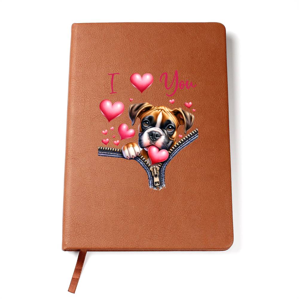 Valentine's Day Dog And Zipper 037 I Love You - Vegan Leather Journal
