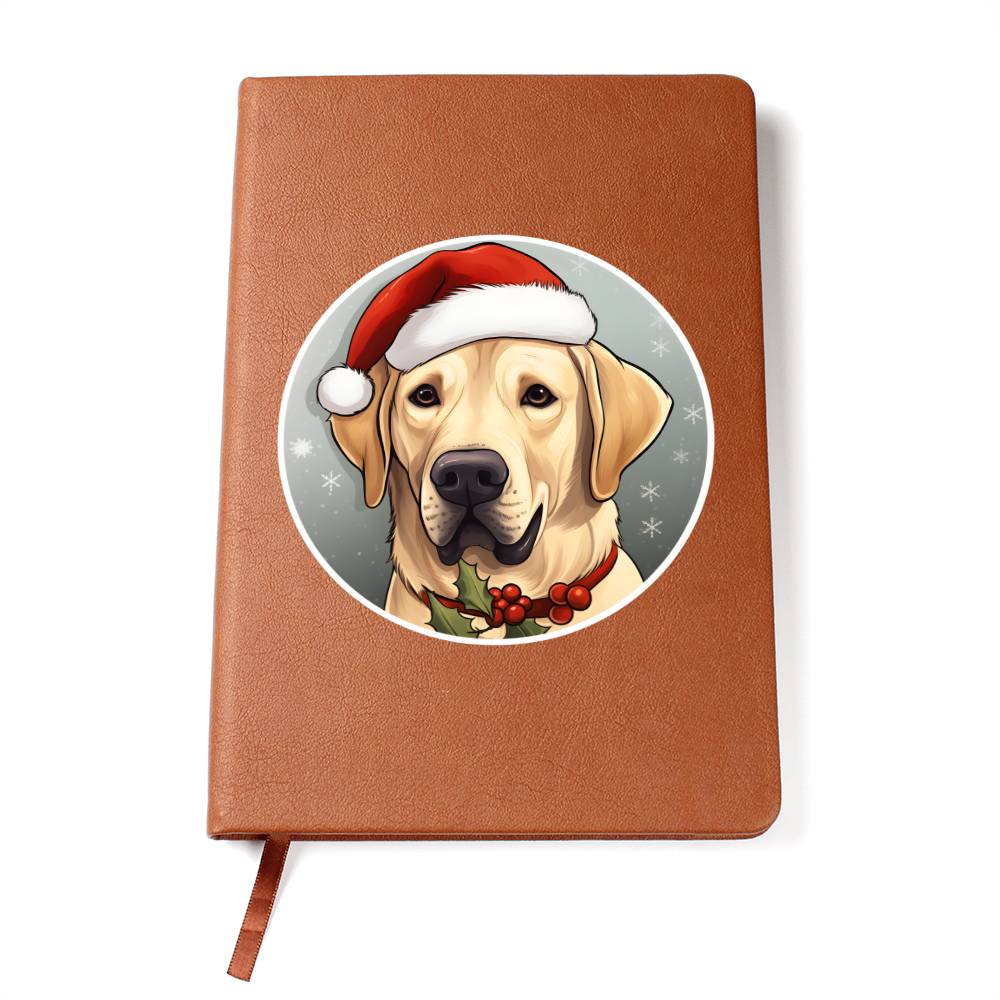 Dog Stained Glass Christmas Design 016 - Vegan Leather Journal