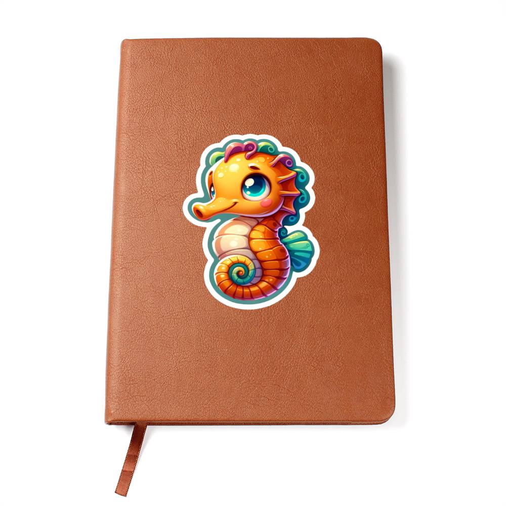 Cute Seahorse sticker 145 - Vegan Leather Journal