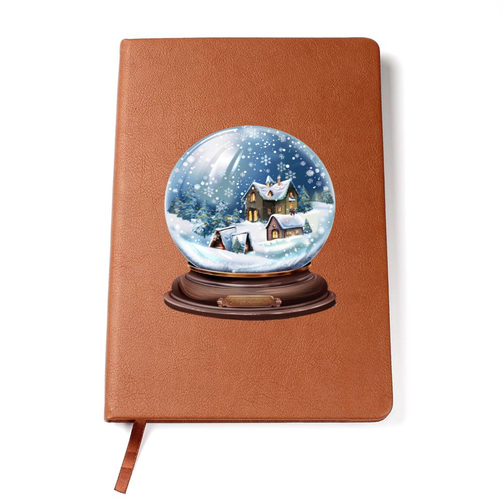 Watercolor Christmas Snow Globe 048 - Vegan Leather Journal