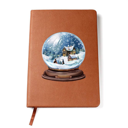 Watercolor Christmas Snow Globe 048 - Vegan Leather Journal