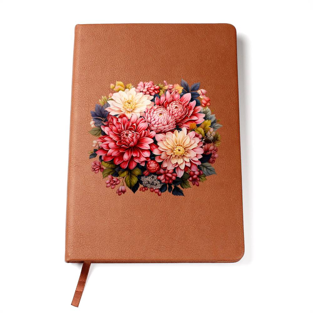 Floral Flower Wreath 040 - Vegan Leather Journal