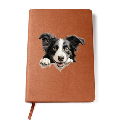 Border Collie Peeking - Vegan Leather Journal