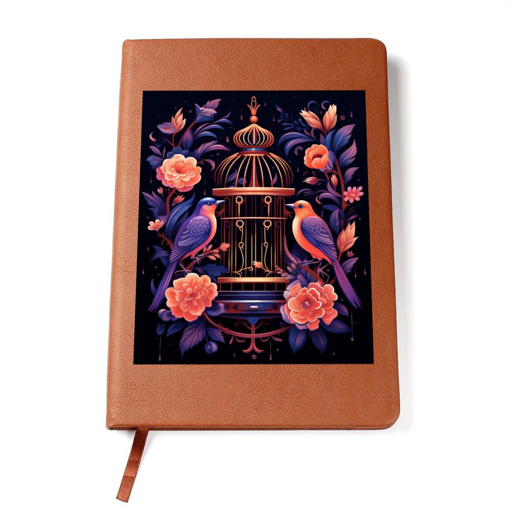 Birds And Floral Design 142 - Vegan Leather Journal