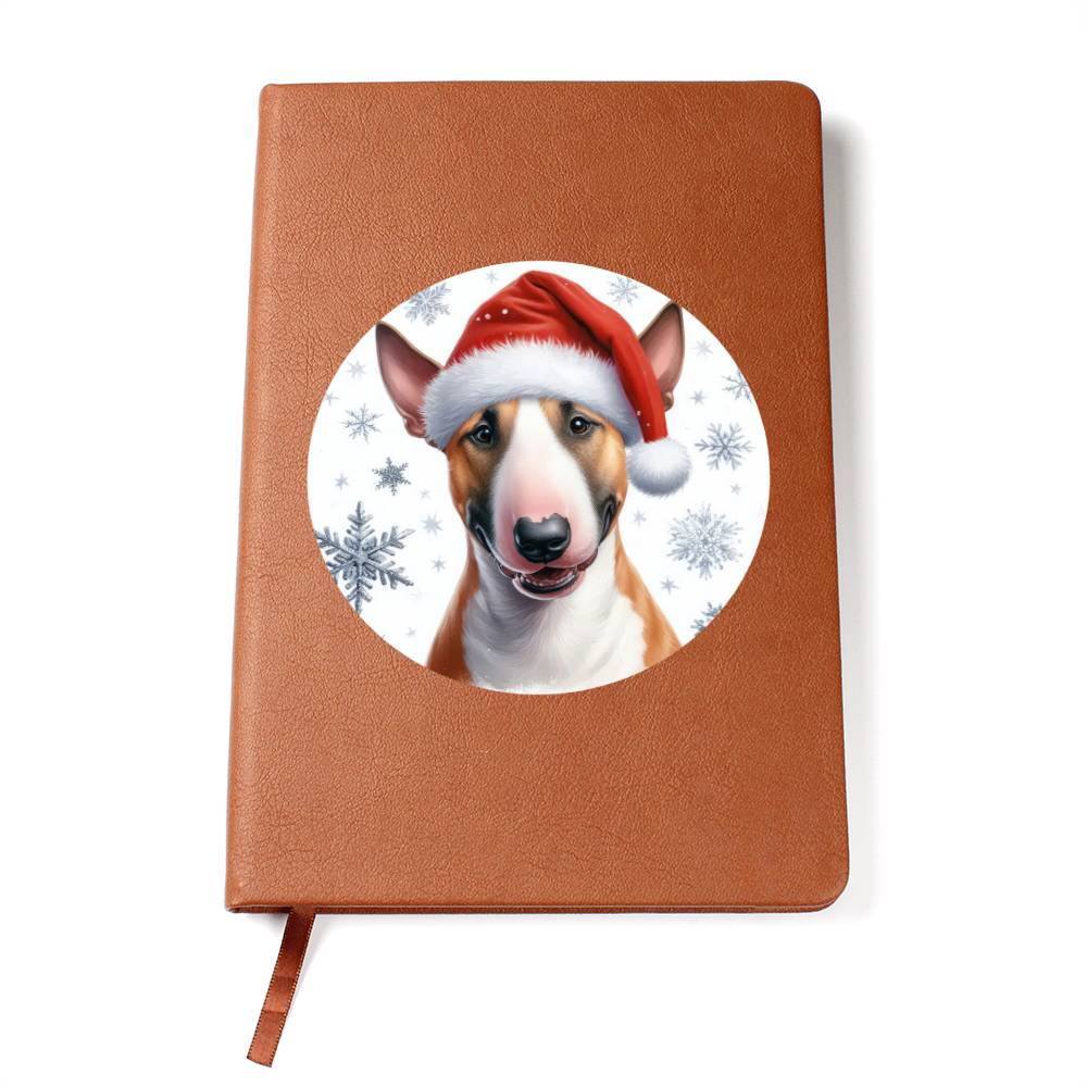 Christmas Dog - Miniature Bull Terrier - Vegan Leather Journal