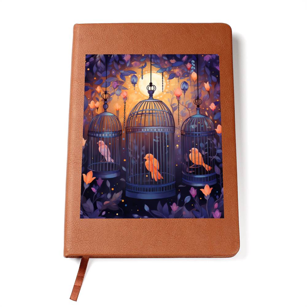 Birds And Floral Design 074 - Vegan Leather Journal