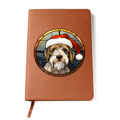 Dog Stained Glass Christmas Design 019 - Vegan Leather Journal