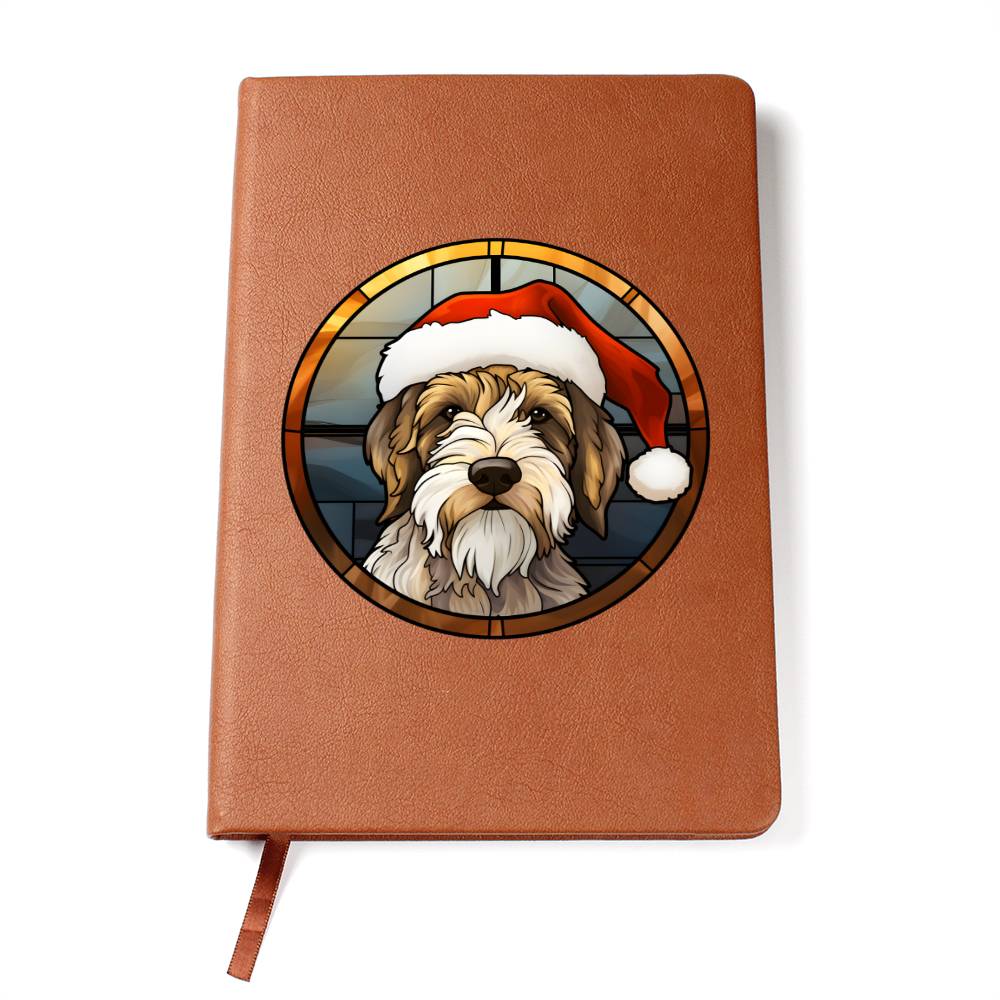 Dog Stained Glass Christmas Design 019 - Vegan Leather Journal
