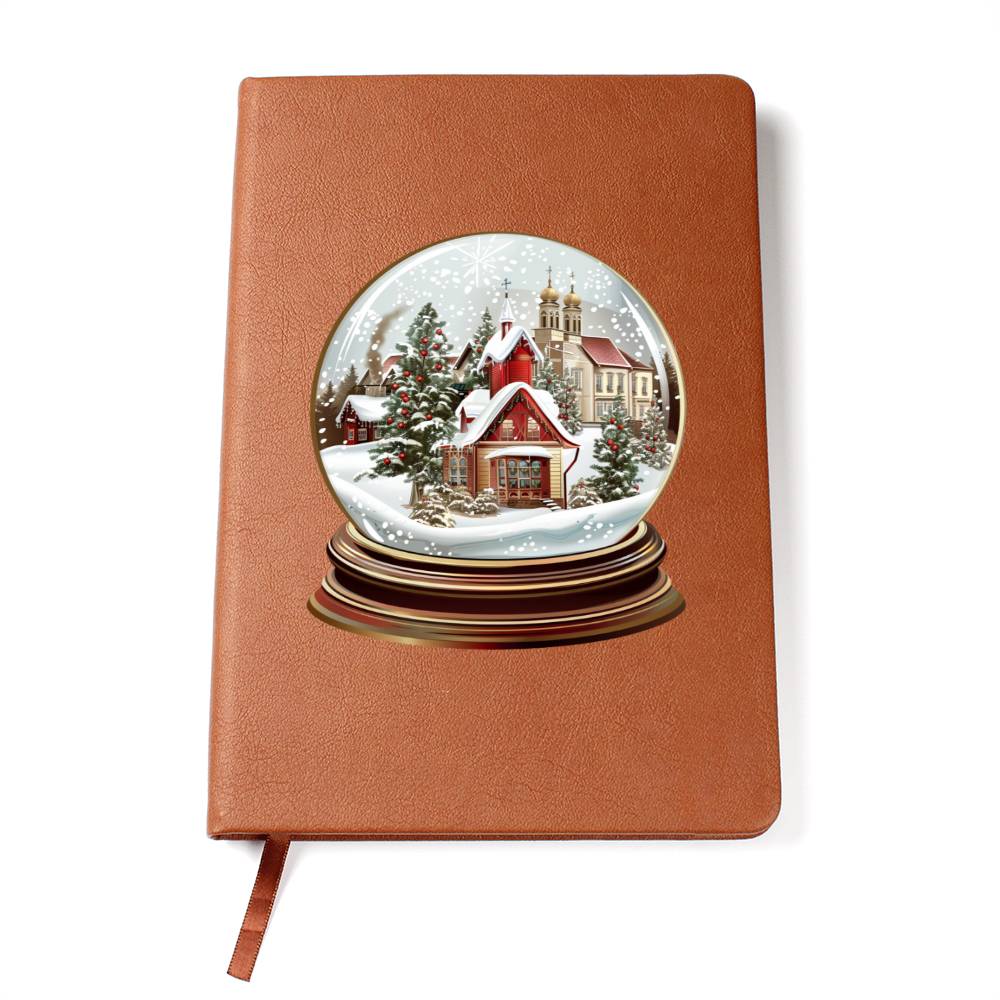 Watercolor Christmas Snow Globe 027 - Vegan Leather Journal