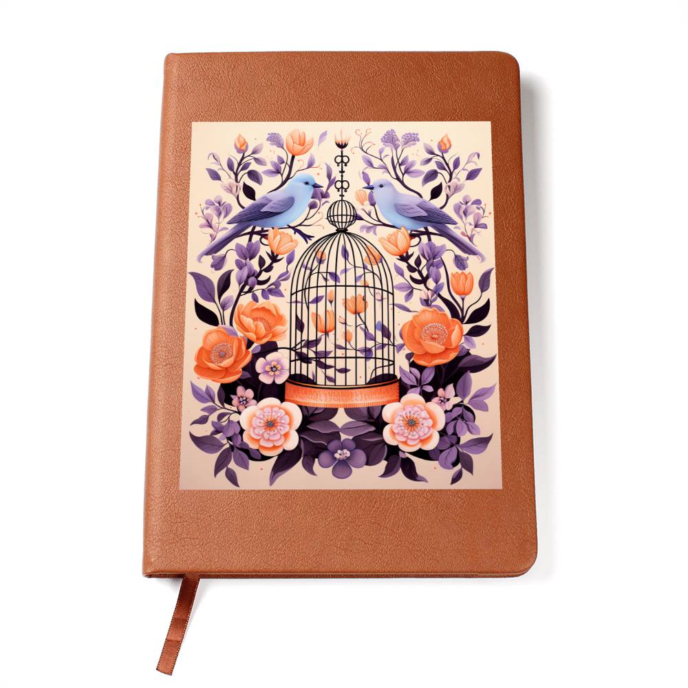 Birds And Floral Design 110 - Vegan Leather Journal
