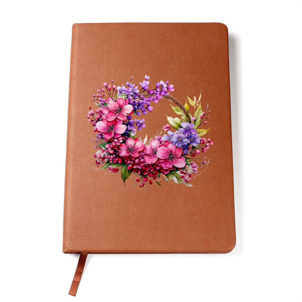 Floral Flower Wreath 045 - Vegan Leather Journal