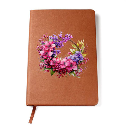 Floral Flower Wreath 045 - Vegan Leather Journal