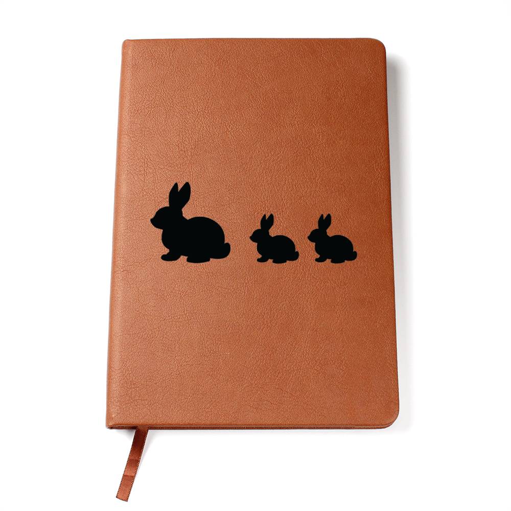 Mama Rabbit With 2 Kittens - Vegan Leather Journal