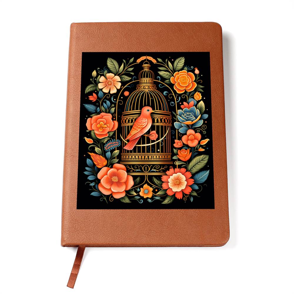 Birds And Floral Design 152 - Vegan Leather Journal