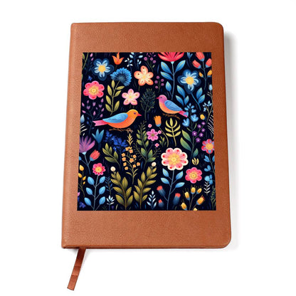 Birds And Floral Design 126 - Vegan Leather Journal