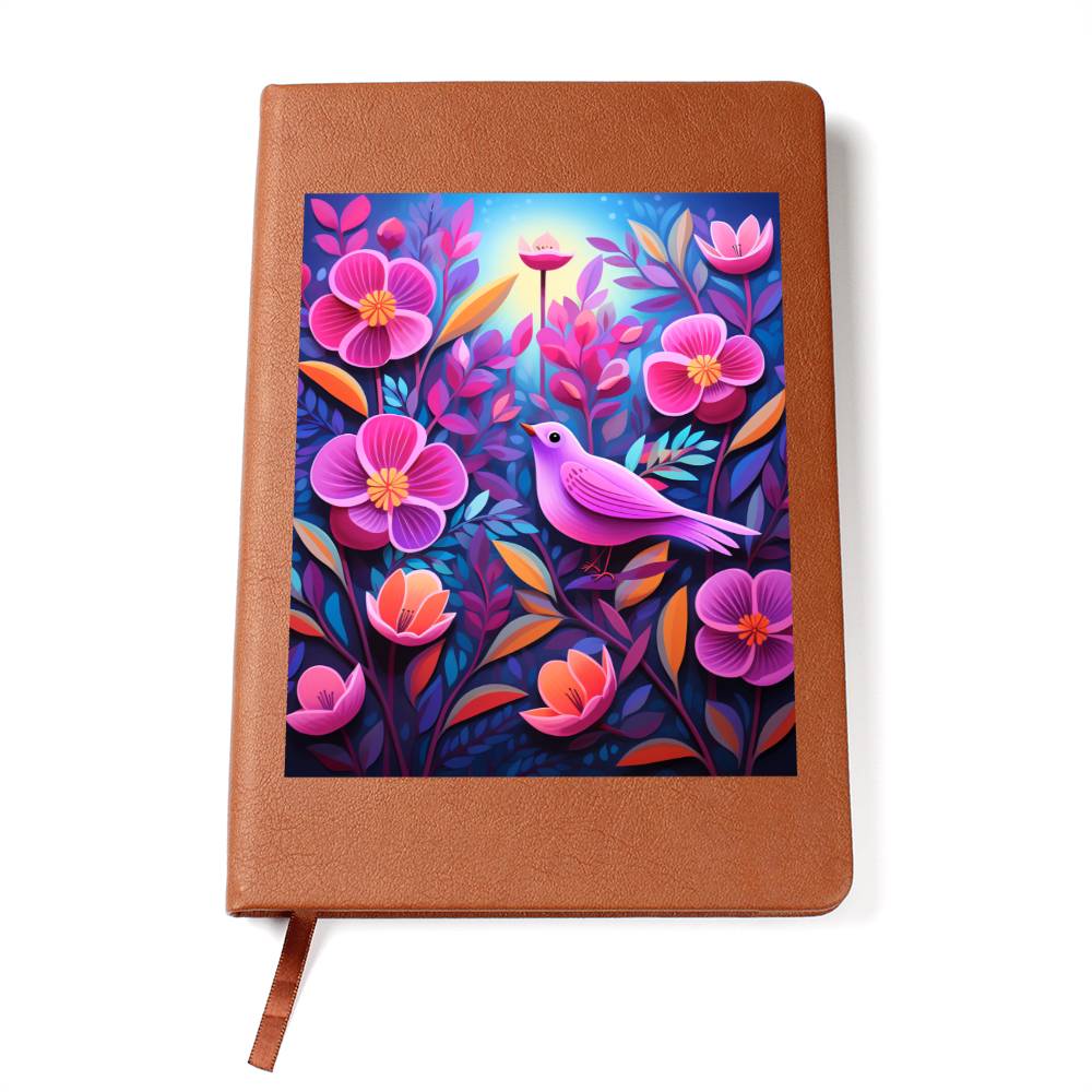 Birds And Floral Design 052 - Vegan Leather Journal