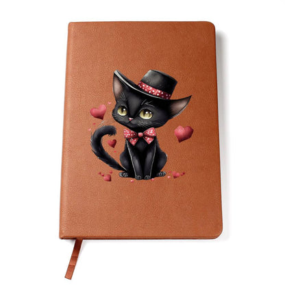 Valentine's Day Black Cat 032 - Vegan Leather Journal