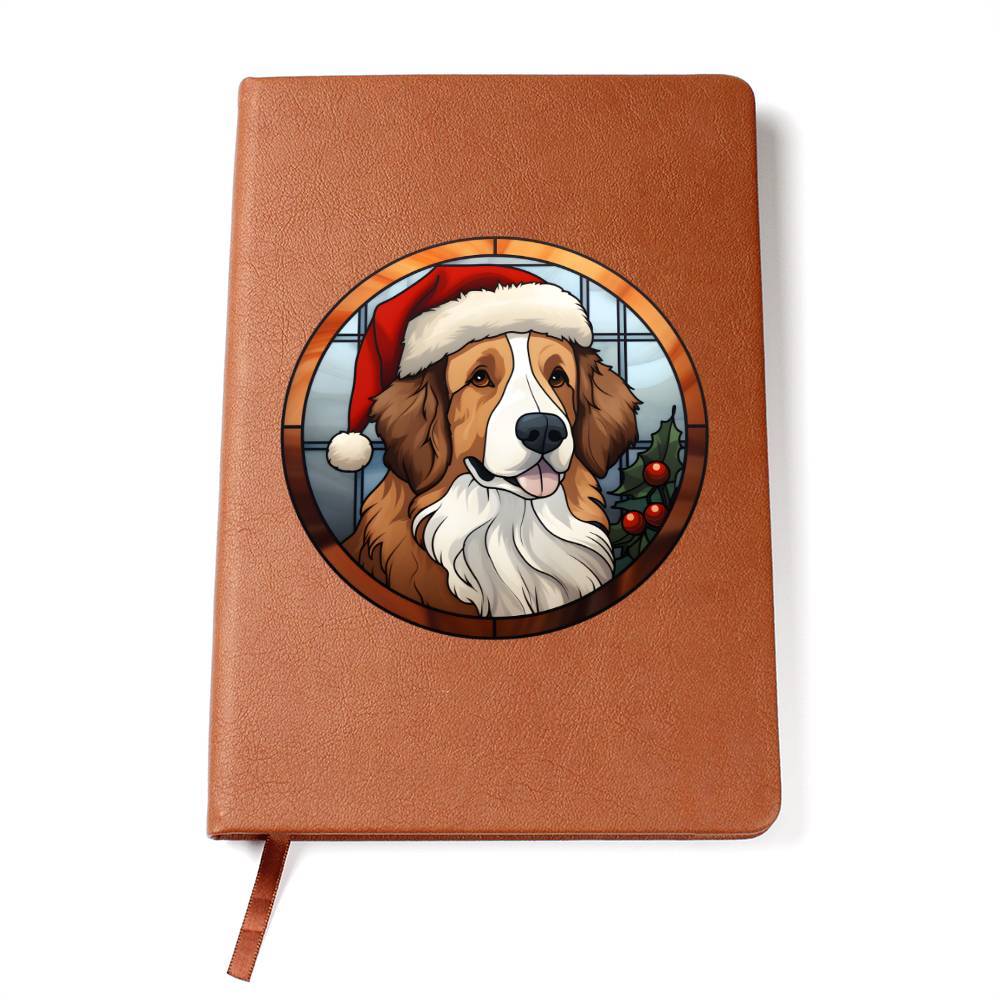 Dog Stained Glass Christmas Design 024 - Vegan Leather Journal