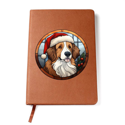 Dog Stained Glass Christmas Design 024 - Vegan Leather Journal
