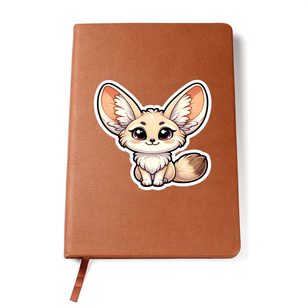 Cute Fennec Fox sticker 51 - Vegan Leather Journal