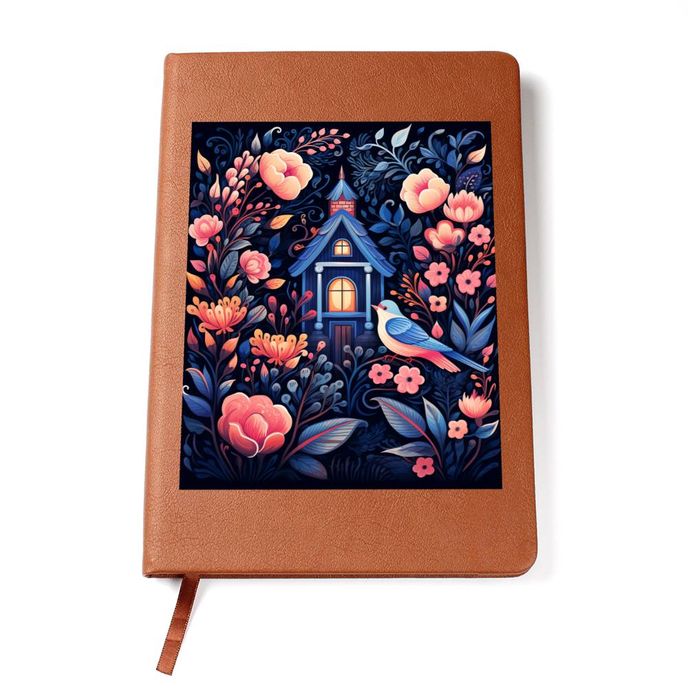 Birds And Floral Design 169 - Vegan Leather Journal