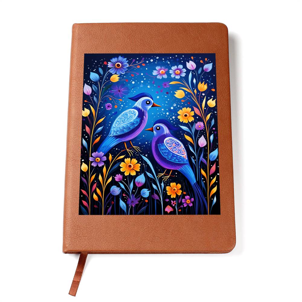 Birds And Floral Design 079 - Vegan Leather Journal