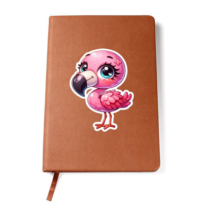 Cute Flamingo sticker 52 - Vegan Leather Journal