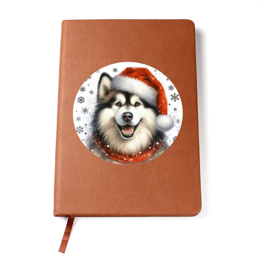 Christmas Dog - Alaskan Malamute - Vegan Leather Journal