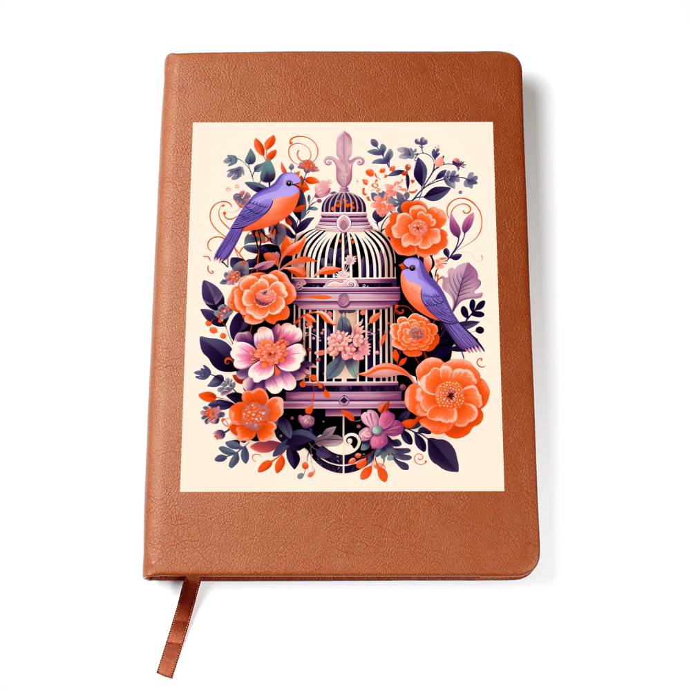 Birds And Floral Design 109 - Vegan Leather Journal
