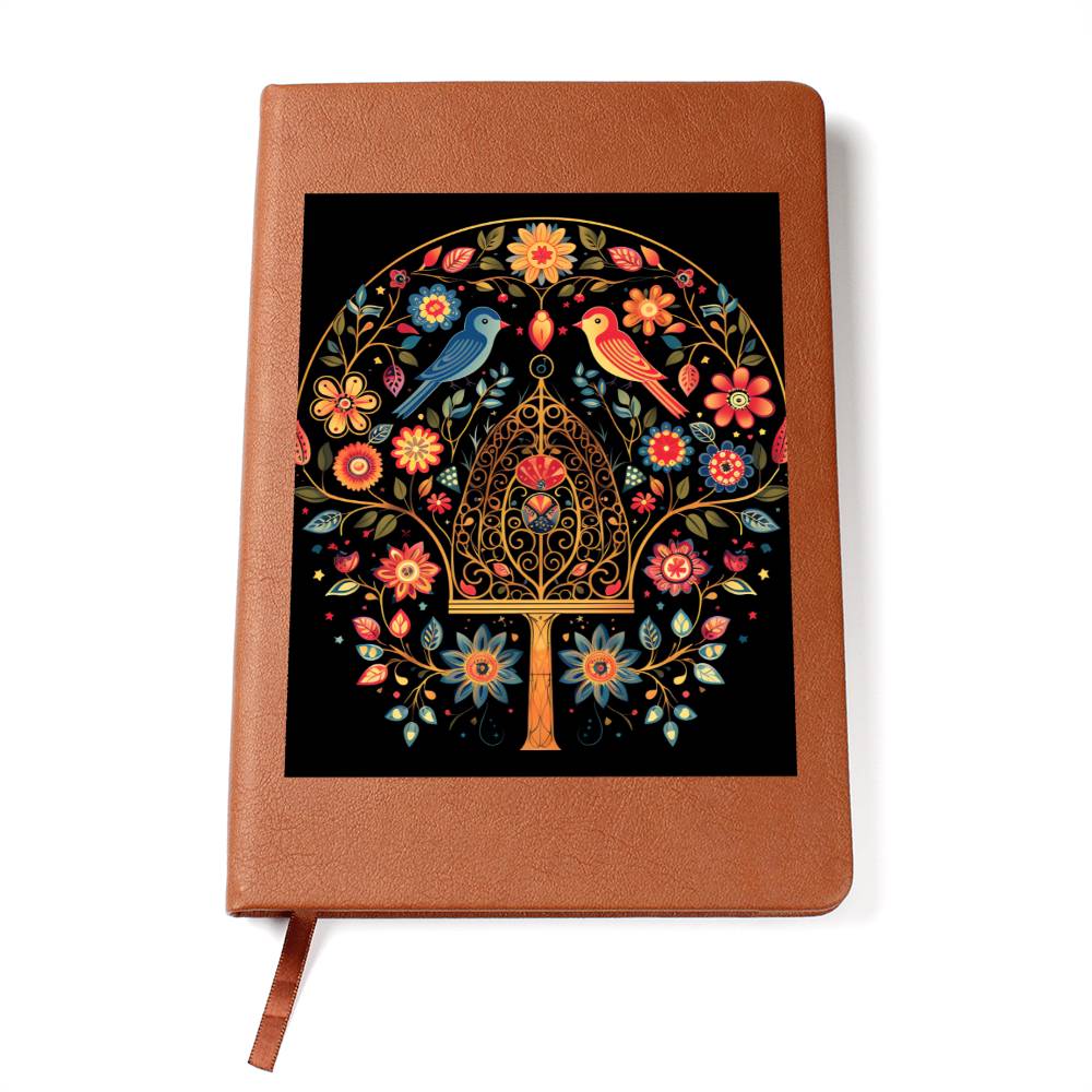 Birds And Floral Design 163 - Vegan Leather Journal