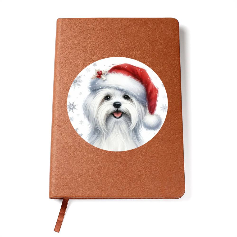 Christmas Dog - Maltese - Vegan Leather Journal