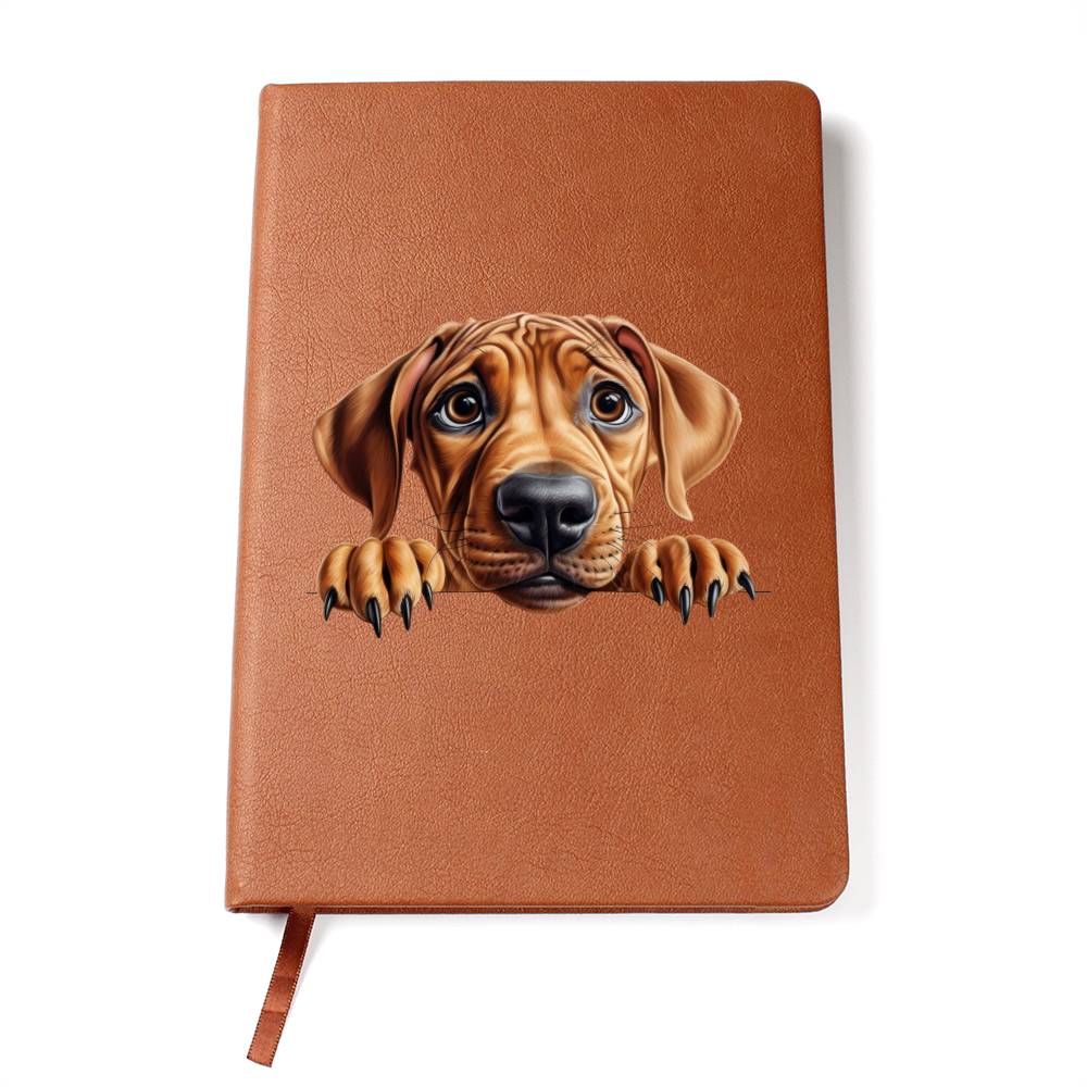 Rhodesian Ridgeback Peeking - Vegan Leather Journal