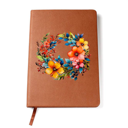 Floral Flower Wreath 011 - Vegan Leather Journal