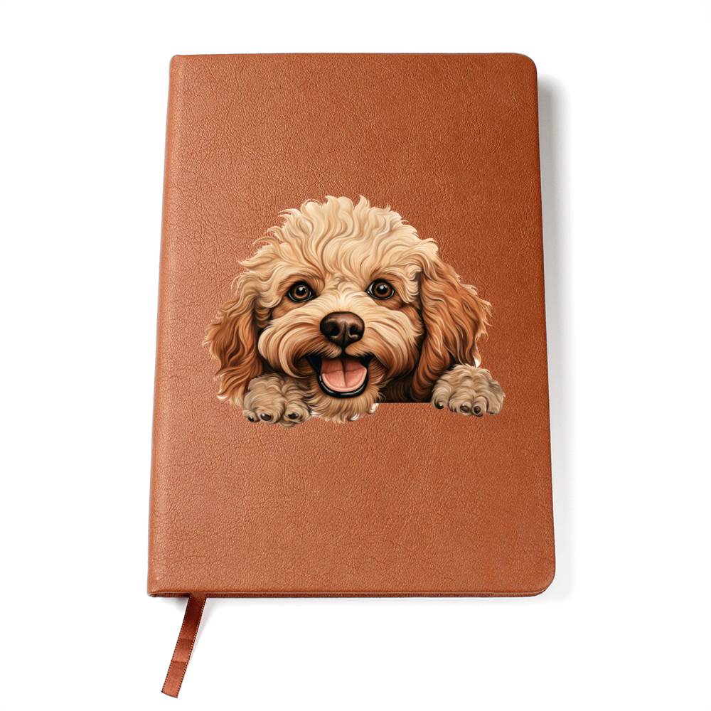 Toy Poodle Peeking - Vegan Leather Journal