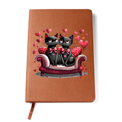 Valentine's Day Black Cat 057 - Vegan Leather Journal