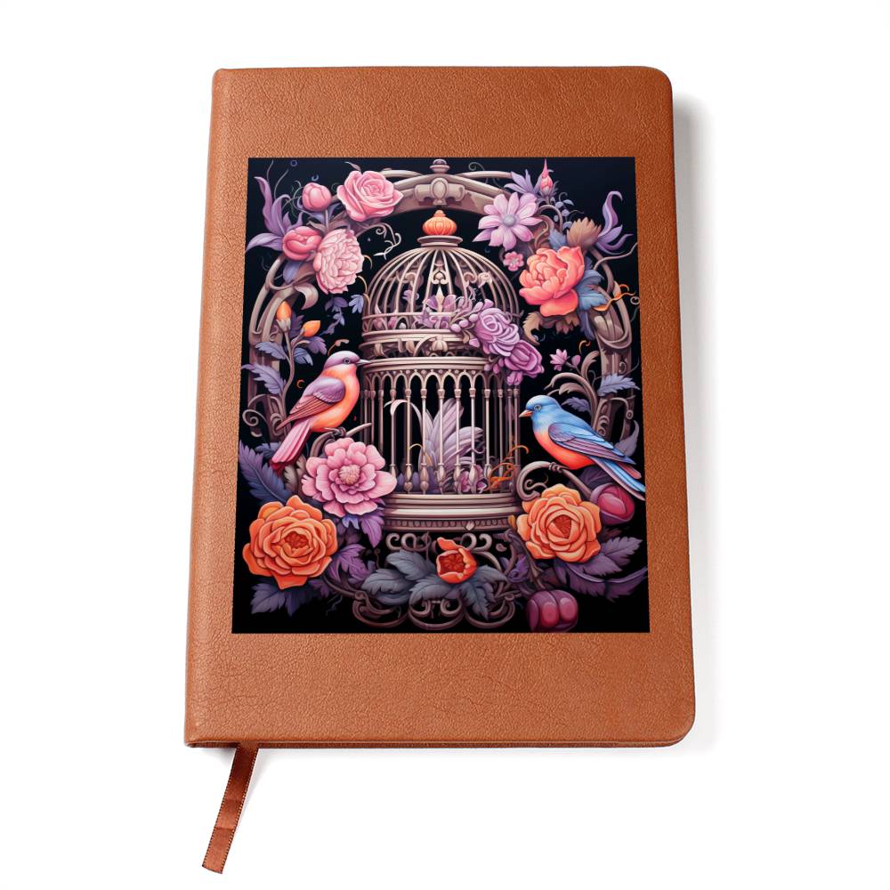 Birds And Floral Design 129 - Vegan Leather Journal