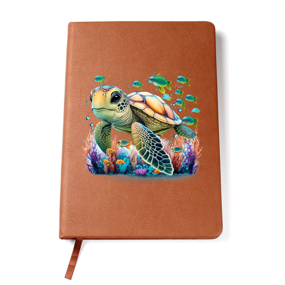 Cute Sea Turtle 003 - Vegan Leather Journal