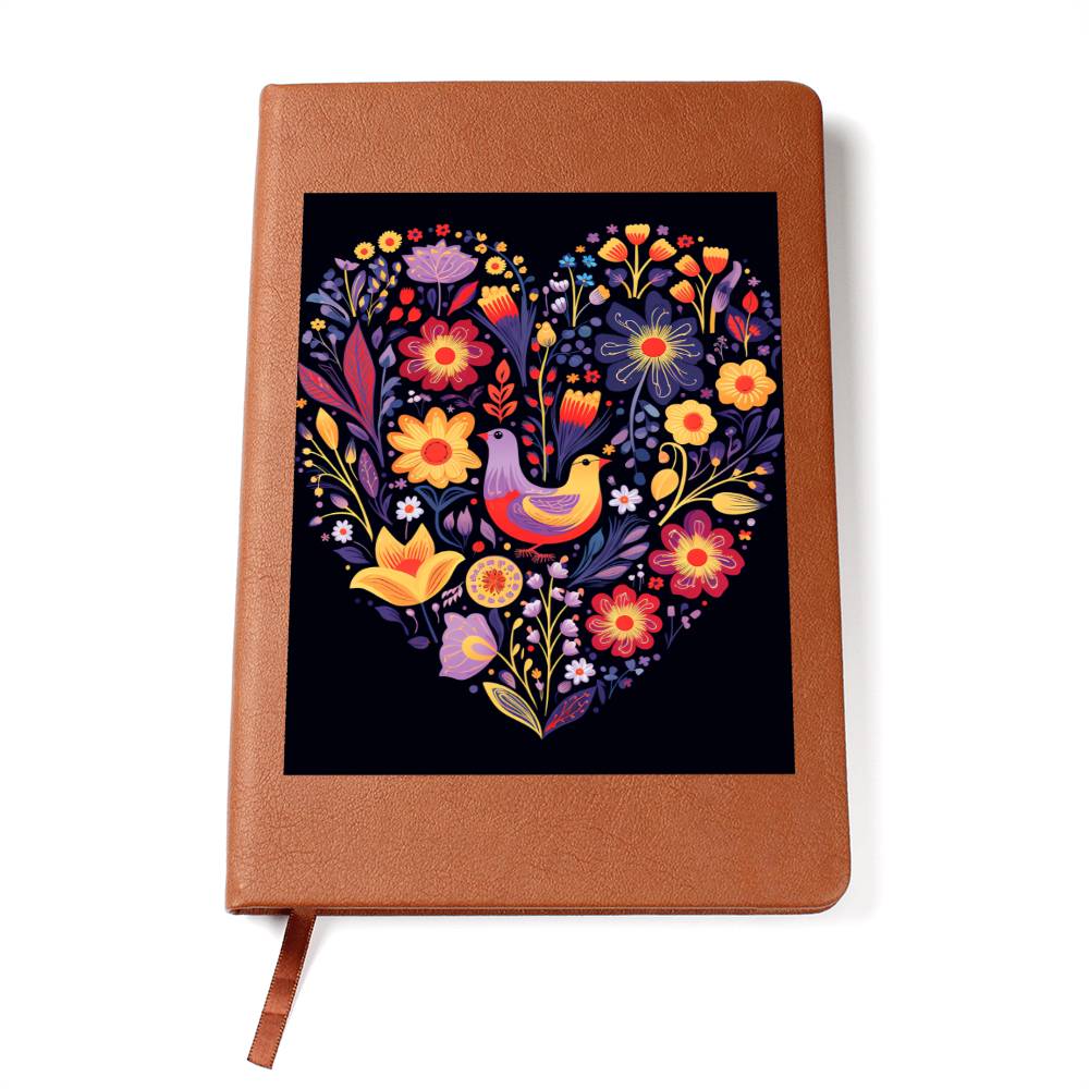 Birds And Floral Design 112 - Vegan Leather Journal
