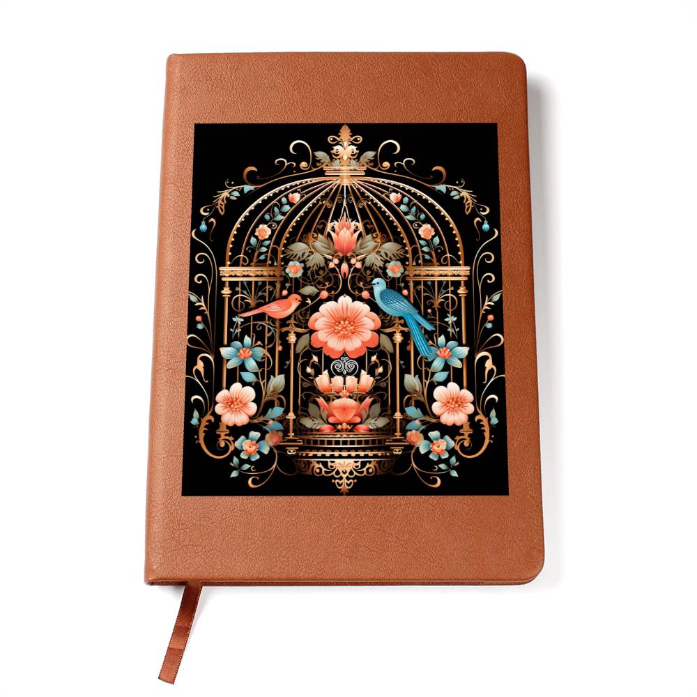 Birds And Floral Design 121 - Vegan Leather Journal